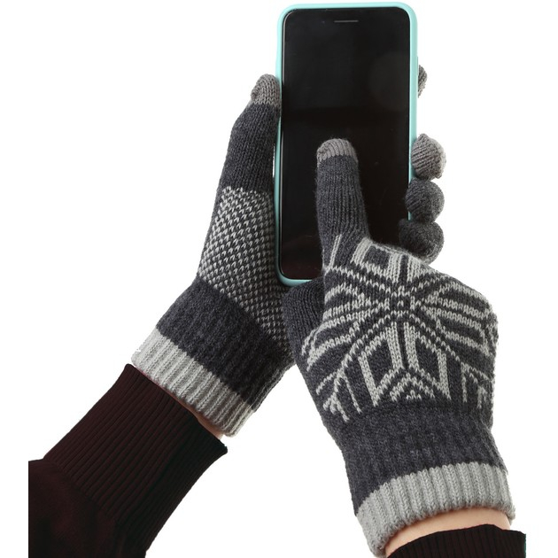 Manusi de Barbat, , Model Fulg, Functie Touchscreen (ecran tactil), Material Acril Tricotat, Manseta Elastica, Interior Catifelat, Marime Universala, Gri [3]