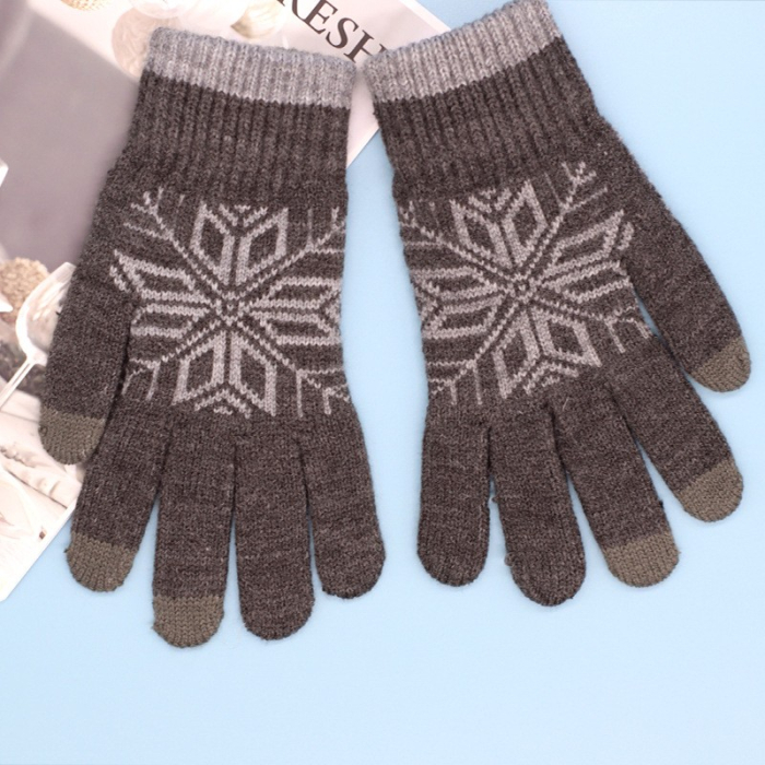 Manusi de Barbat, , Model Fulg, Functie Touchscreen (ecran tactil), Material Acril Tricotat, Manseta Elastica, Interior Catifelat, Marime Universala, Gri [6]