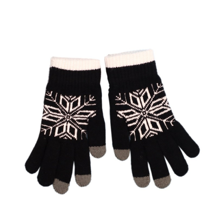 Manusi de Barbat, , Model Fulg, Functie Touchscreen (ecran tactil), Material Acril Tricotat, Manseta Elastica, Interior Catifelat, Marime Universala, Negru [5]