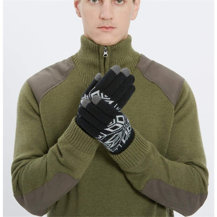 Manusi de Barbat, , Model Fulg, Functie Touchscreen (ecran tactil), Material Acril Tricotat, Manseta Elastica, Interior Catifelat, Marime Universala, Negru [9]