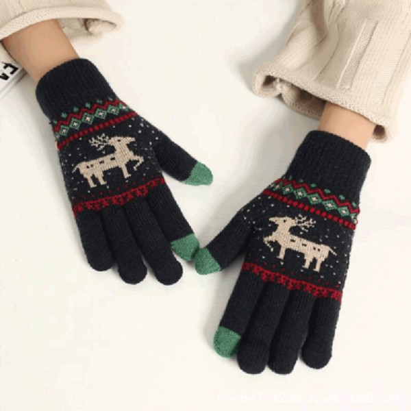 Manusi de Dama, , Model Ren, Functie Touchscreen (ecran tactil), Material Acril Tricotat, Manseta Elastica, Interior Catifelat, Marime Universala, Albastru Marin [2]