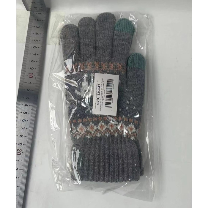 Manusi de Dama, , Model Ren, Functie Touchscreen (ecran tactil), Material Acril Tricotat, Manseta Elastica, Interior Catifelat, Marime Universala, Gri [10]