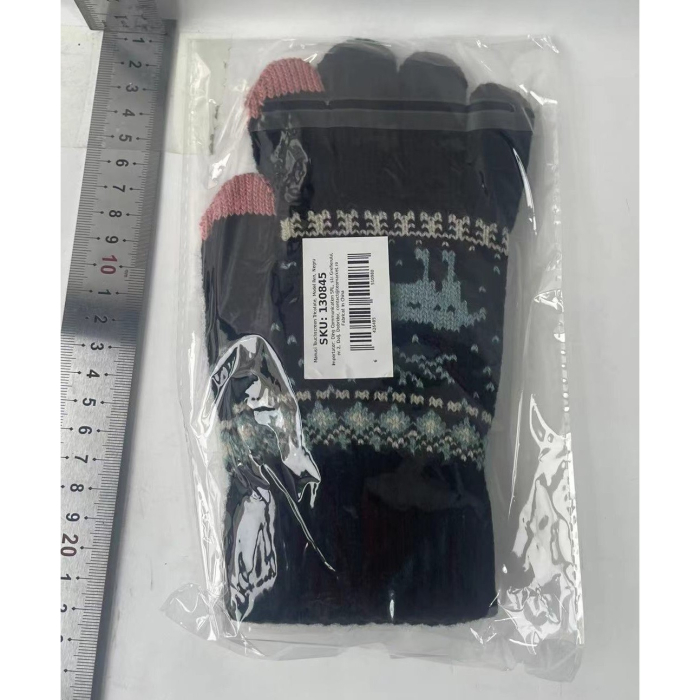 Manusi de Dama, , Model Ren, Functie Touchscreen (ecran tactil), Material Acril Tricotat, Manseta Elastica, Interior Catifelat, Marime Universala, Negru [3]