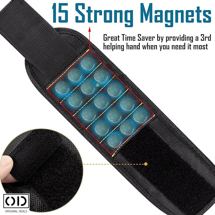 Bratara magnetica pentru suruburi Bratara magnetica pentru cuie  Bratara magnetica scule Bratara magnetica cu arici pentru suruburi cuie dibluri Banda magnetica cuie suruburi [14]
