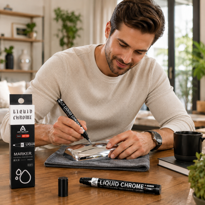 Marker Vopsea Chrome cu Efect Metalic Permanent, Varf Rotund 2mm, Uscare 12H, ORIGINAL DEALS [6]