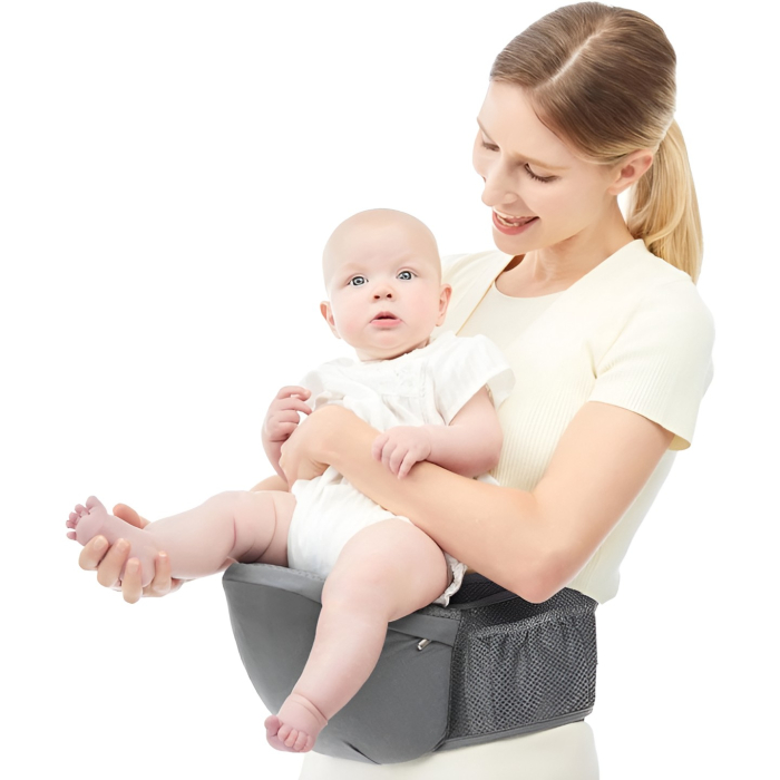 Marsupiu Ergonomic 3in1, , pentru Bebelusi si Copii, 0-36 Luni, Bretele Reglabile pentru Umar si Sold, Inchidere Catarama, 125x25x14 cm, Gri [7]