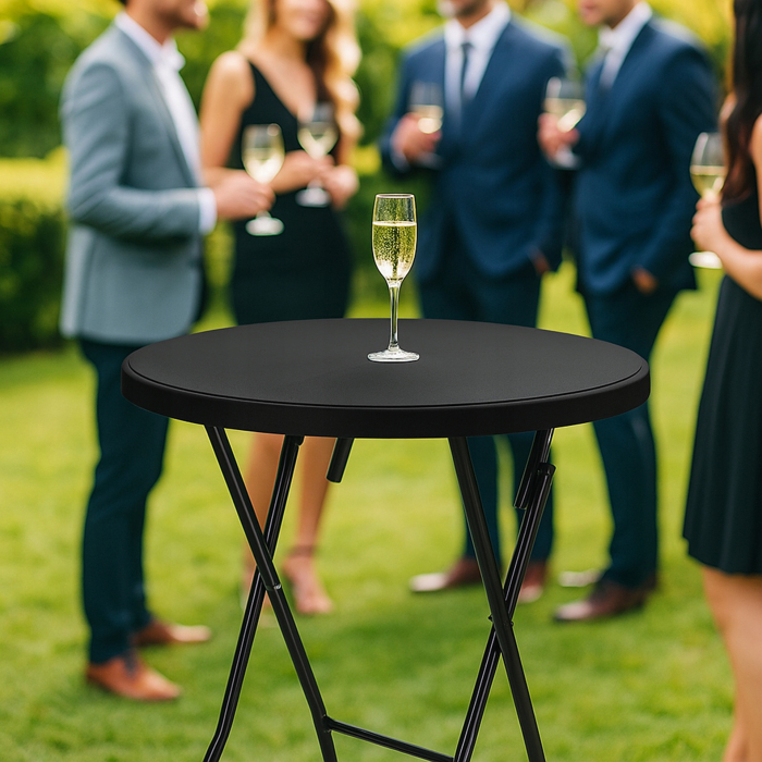 Masa catering profesionala pentru evenimente, inalta, cu picioare metal pliabile, rotunda, d 80 cm, h 110 cm, negru [2]