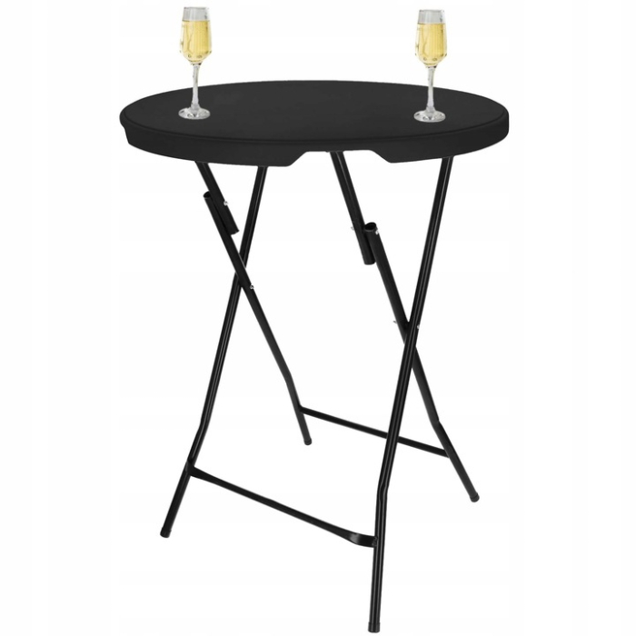 Masa catering profesionala pentru evenimente, inalta, cu picioare metal pliabile, rotunda, d 80 cm, h 110 cm, negru [11]
