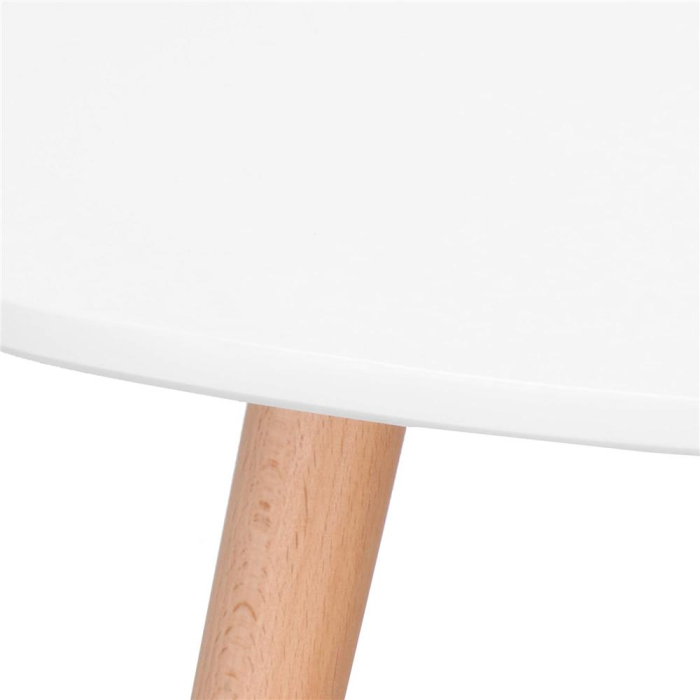 Masa de cafea, ovala, diametru 50 cm, inaltime 48 cm, Blat MDF, Picioare lemn, Alb [11]