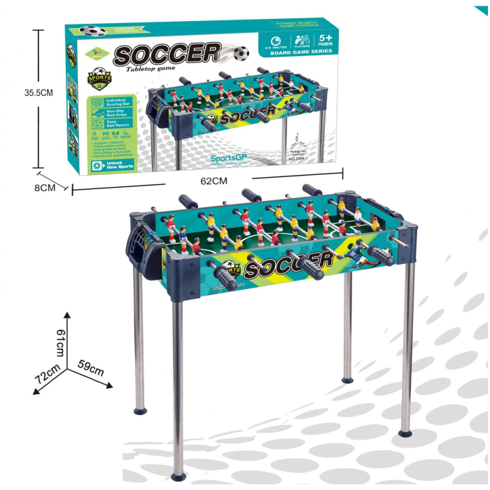 Masa de Fotbal, , cu Picioare Inalte, 6 Manere, Tablou de Scor, 62 x 8 x 35.5 cm, din Lemn/Otel si ABS, Albastru [3]