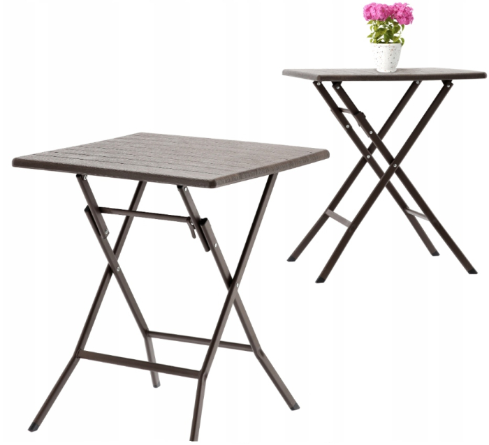Masa de plastic pliabila, pentru gradina sau balcon, 62x62x73cm, maro imitatie lemn [4]