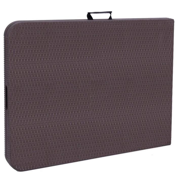 Masa dreptunghiulara pliabila multifunctionala, 1.8 m x 0.75 m x 0.75 m, imitatie ratan, maro [13]