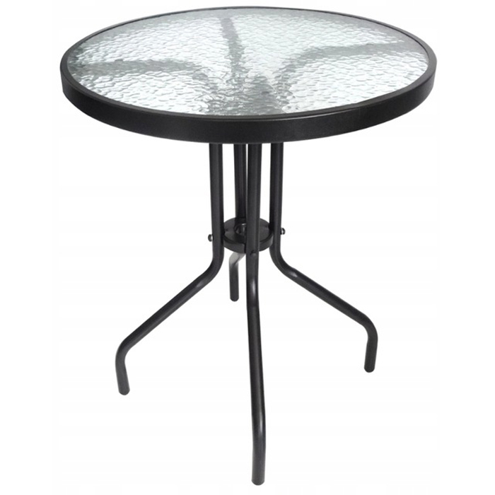 Masa pentru gradina sau balcon, cadru metalic, blat sticla, 60x70cm, negru [1]