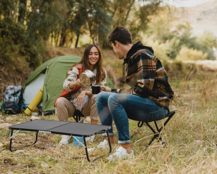 Masa pliabila metalica pentru gradina, plaja sau picnic, blat MDF, 60x42x27cm [6]