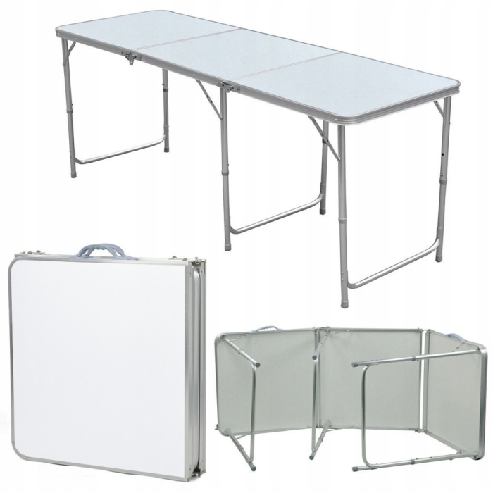 Masa pliabila metalica pentru gradina sau picnic, blat MDF, inaltime reglabila, 180x60cm [2]