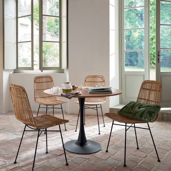 Masa rotunda Atmosphera Elias, 102x74 cm, MDF si metal, negru si stejar [6]