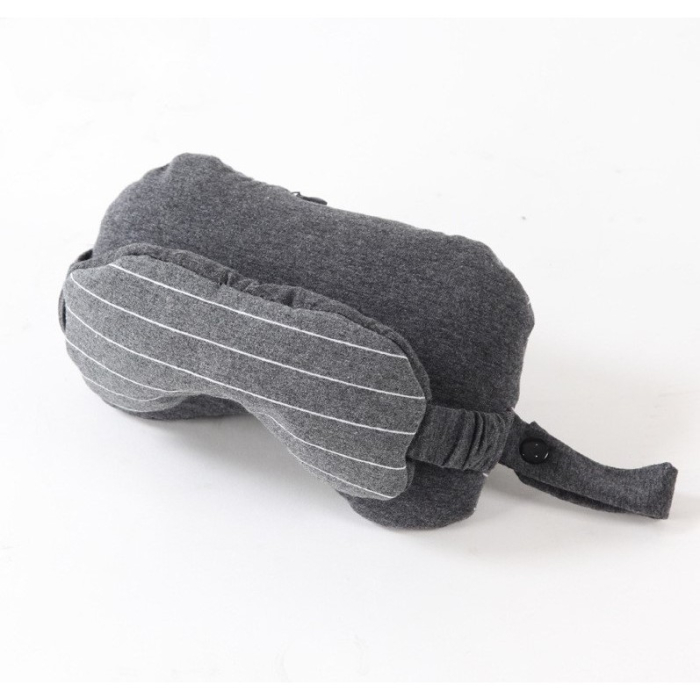 Masca de dormit, , 2 in 1, cu Tetiera, din Particule de Spuma si Bumbac, Gri Inchis [3]