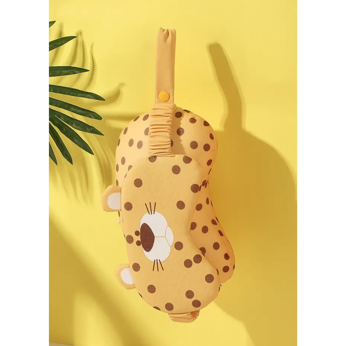 Masca de dormit, , 2 in 1, cu Tetiera, din Particule de Spuma si Bumbac, Model Leopard ,Portocaliu [16]