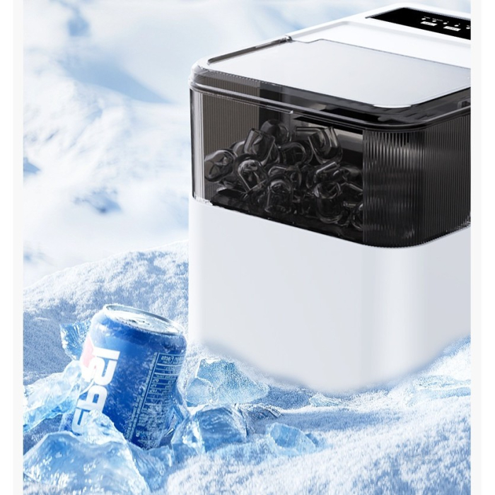 Masina de Facut Gheata, , din ABS, 12 kg/24h, Capacitate 500 g, 2 Marimi, Portabil, 39 x 23 x 28 cm, Automata, Alb [8]