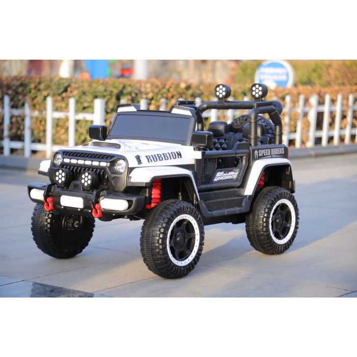 Masina Electrica pentru Copii, , Off-Road, Conectare Bluetooth, telecomanda, Tractiune Spate, Lumina Intermitenta, Baterie 12V 7Ah, 120 x 63 x 68cm, Alb [4]