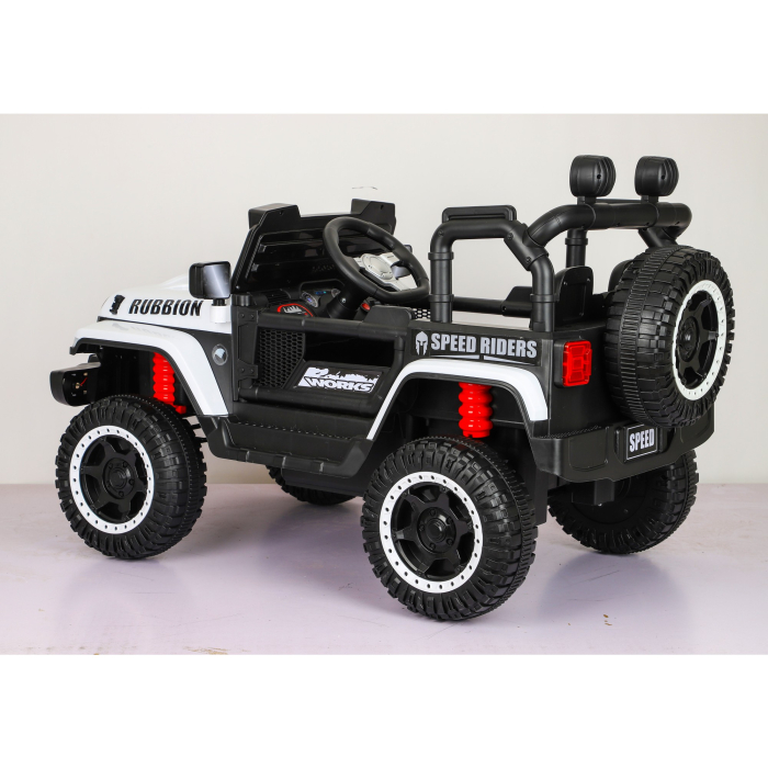 Masina Electrica pentru Copii, , Off-Road, Conectare Bluetooth, telecomanda, Tractiune Spate, Lumina Intermitenta, Baterie 12V 7Ah, 120 x 63 x 68cm, Alb [2]