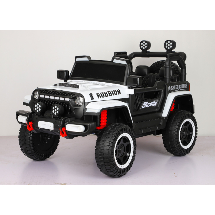 Masina Electrica pentru Copii, , Off-Road, Conectare Bluetooth, telecomanda, Tractiune Spate, Lumina Intermitenta, Baterie 12V 7Ah, 120 x 63 x 68cm, Alb [3]