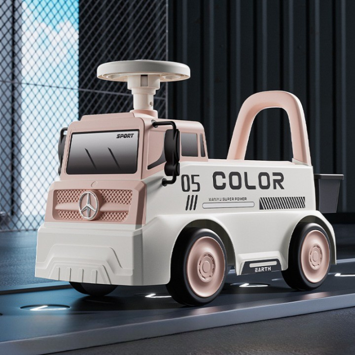 Mașinuță pentru copii, , 3 ani, Model Camion, Sport, Claxon, Cutie Depozitare, 62x26x40 cm, Roz [2]