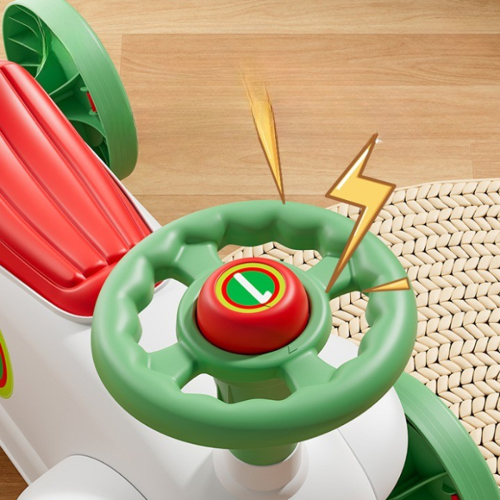 Masinuta Ride-On , cu Sistem Anti-Rasturnare, Claxon pe Volan, 1-6 Ani, 60 x 28 x 34 cm, Alb-Verde [3]