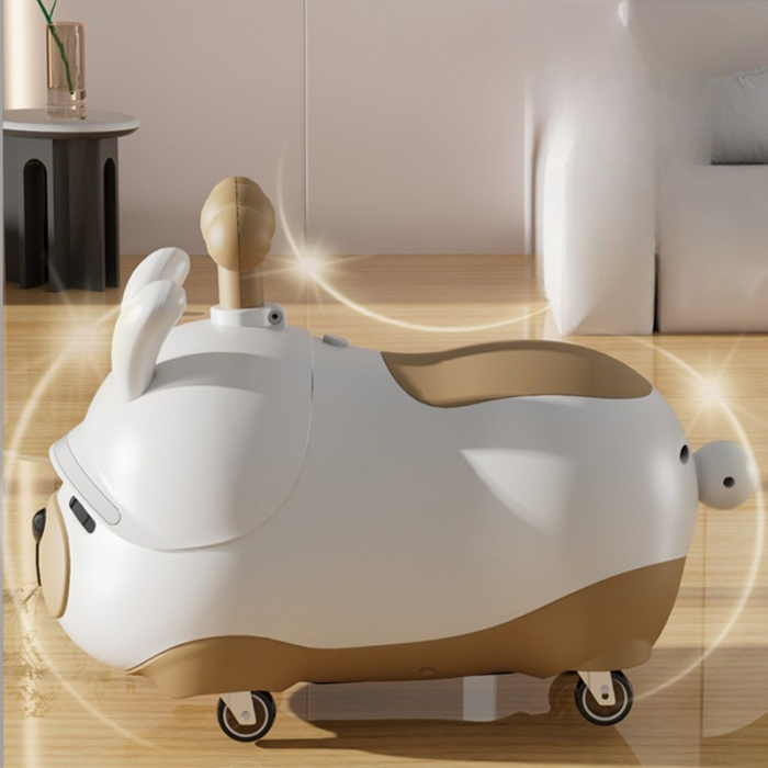 Masinuta Ride-On , Sistem Anti-Rasturnare, Sistem de Lumini si Sunet, Bluetooth, 1-3 Ani, Model Catel, 43 x 33 x 26 cm, Alb - Maro [6]