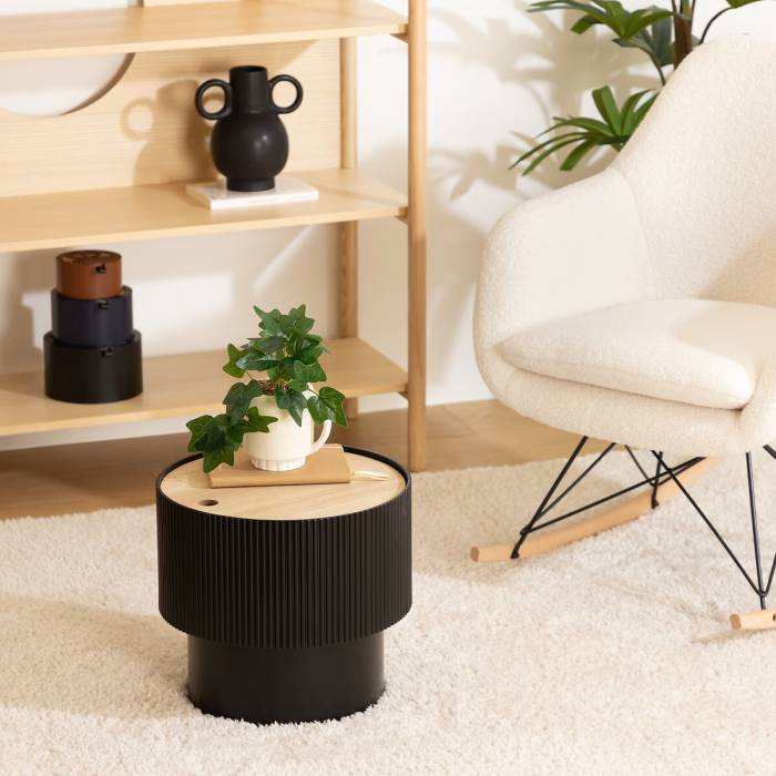 Masuta cafea Atmosphera Enola cu spatiu depozitare, MDF, 39x35 cm, negru [2]