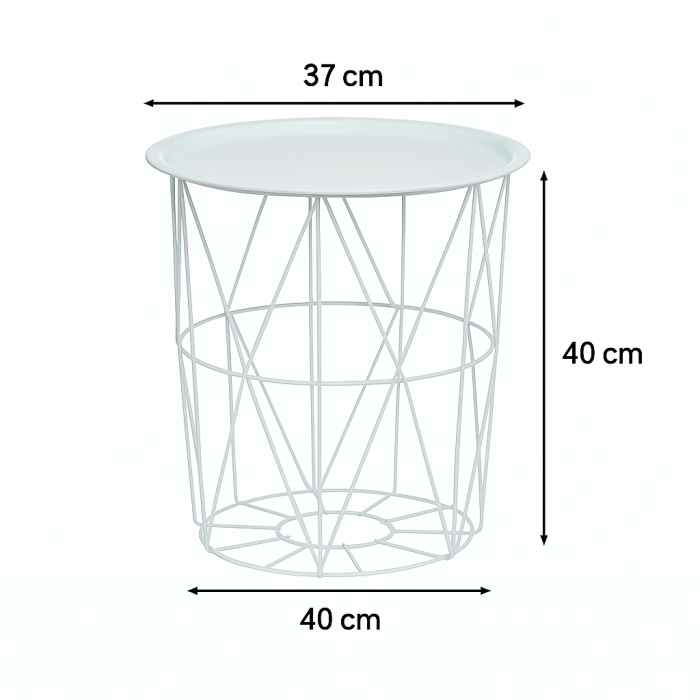 Masuta cafea cu depozitare Atmosphera Kumi, otel, 37x40 cm, alb [7]