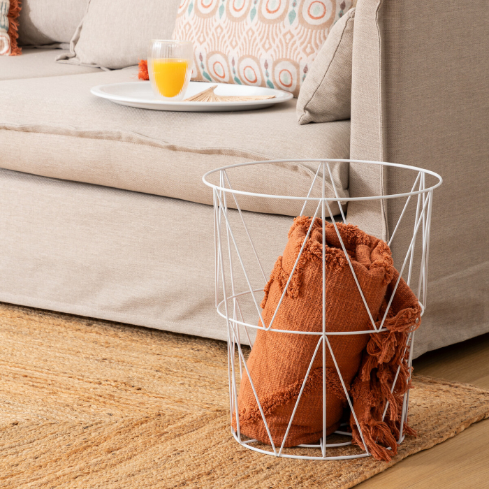 Masuta cafea cu depozitare Atmosphera Kumi, otel, 37x40 cm, alb [4]