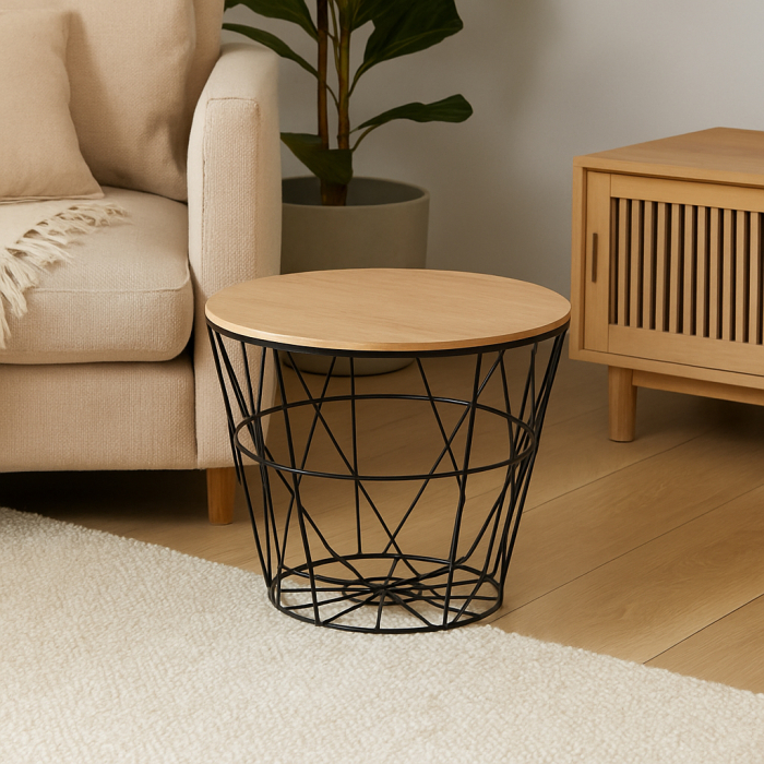 Masuta cafea rotunda Atmosphera Kumi, 38x30 cm, negru [3]