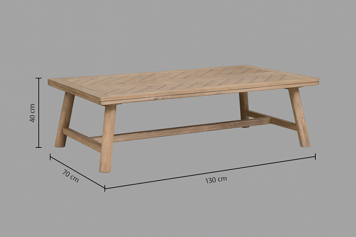 Masuta de cafea Atmosphera Aeris, lemn acacia si blat MDF chevron, 130x70x40 cm, natur [7]