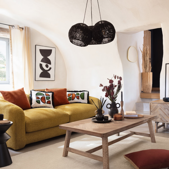 Masuta de cafea Atmosphera Aeris, lemn acacia si blat MDF chevron, 130x70x40 cm, natur [2]