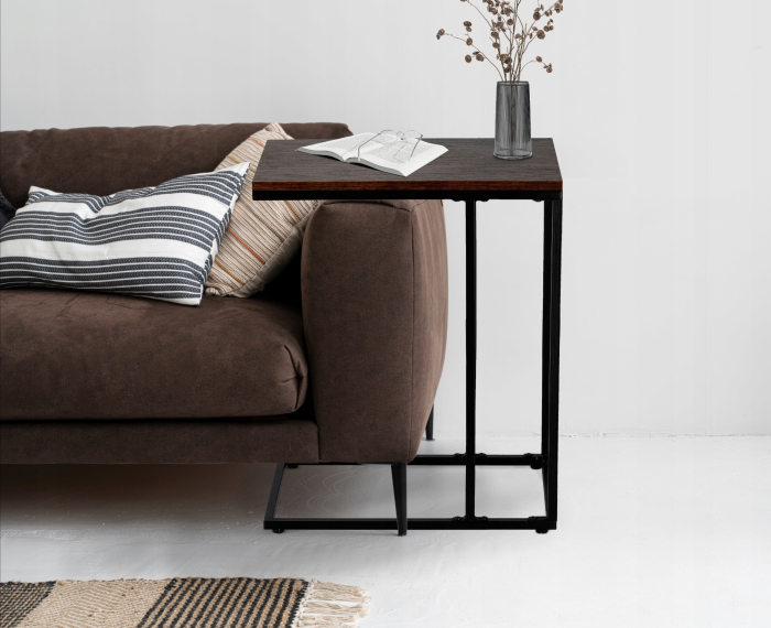 Masuta de cafea, cu cadru de otel, stil industrial, 30x48x59 cm, maro rustic [3]