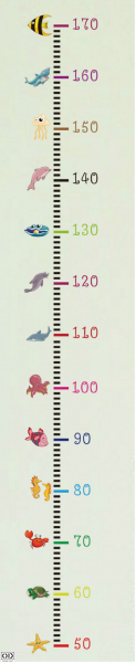 Metru Sticker Autocolant pentru Masurare Inaltime Copii - Pesti si Animale Marine 170cm [8]