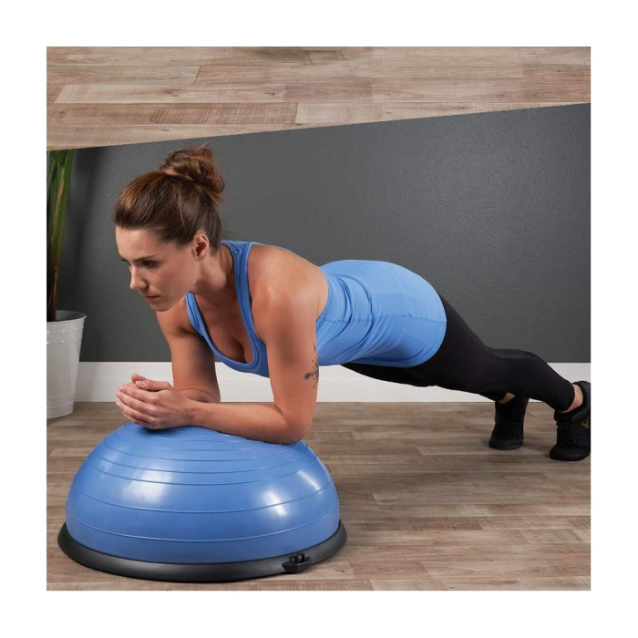 Minge fitness pentru echilibru, cu extensoare si pompa inclusa, 200kg, 57x25cm, albastru [8]