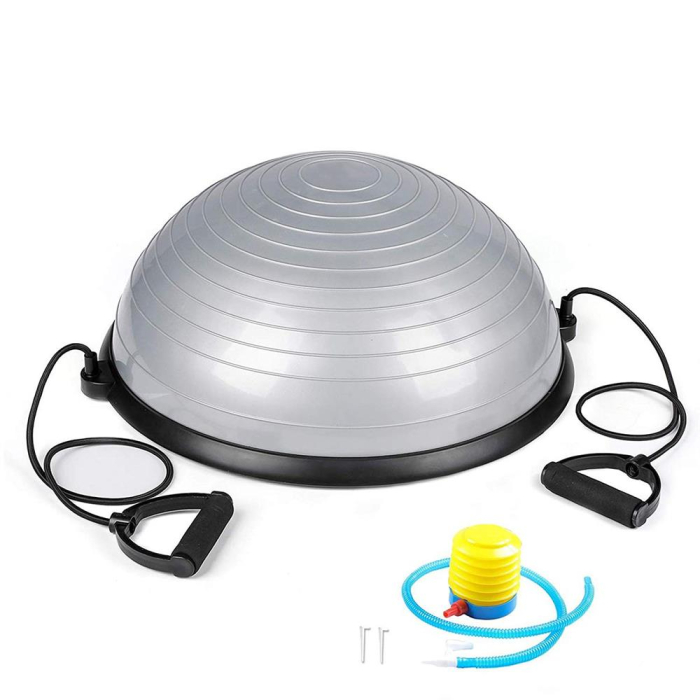 Minge fitness pentru echilibru, cu extensoare si pompa inclusa, 200kg, 57x25cm, gri [1]