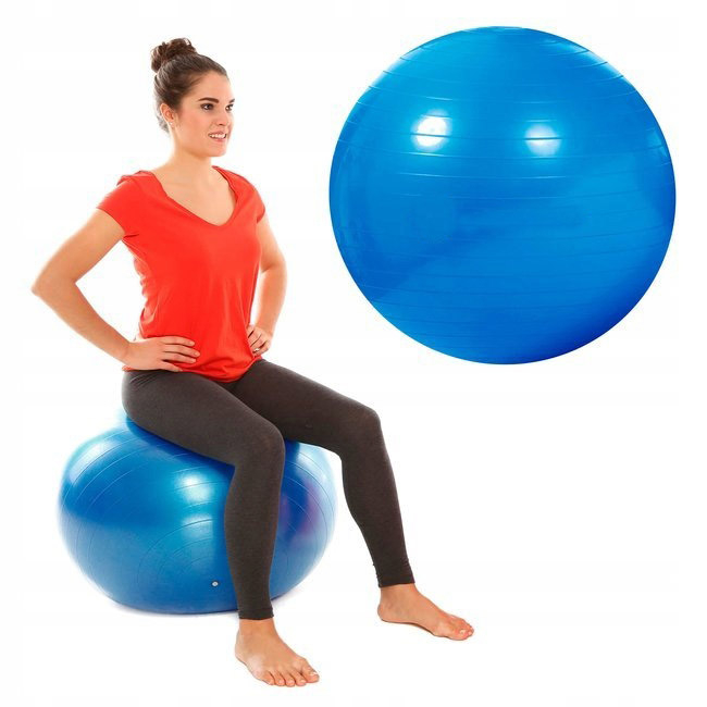 Minge pentru fitness sau yoga 85 cm, pompa inclusa, albastra [5]