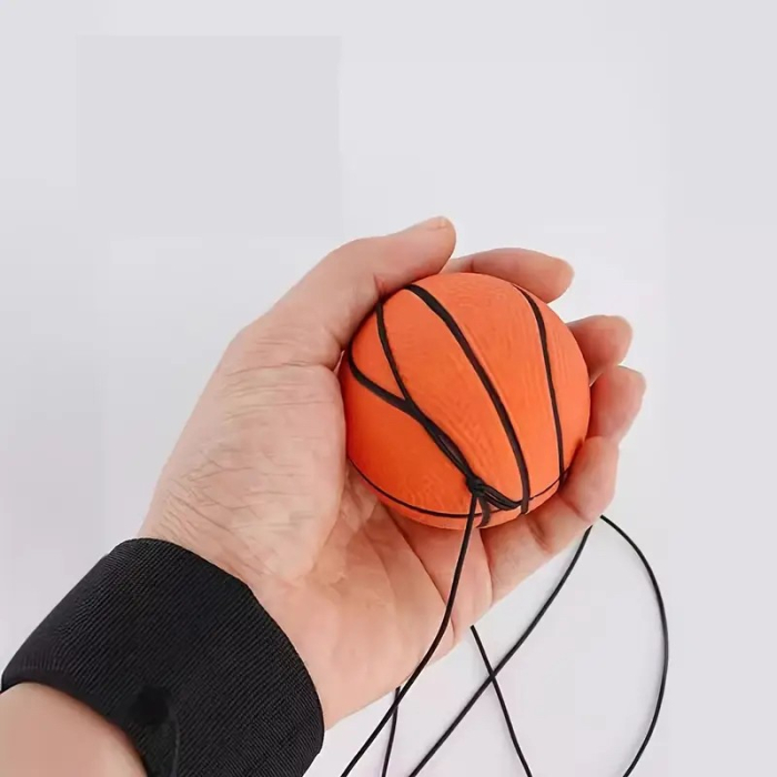 Minge Saltareata Hiperelastica, , Model Minge de Basket cu Fixare de Mana, Space Moon Ball foarte Elastica, Antistress pentru Copii, Diametru 66 mm, Portocaliu [3]