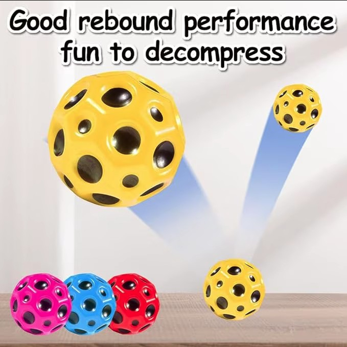 Minge Saltareata Hiperelastica, , Space Moon Ball foarte Elastica, Antistress pentru Copii, Diametru 66 mm, Galben [6]