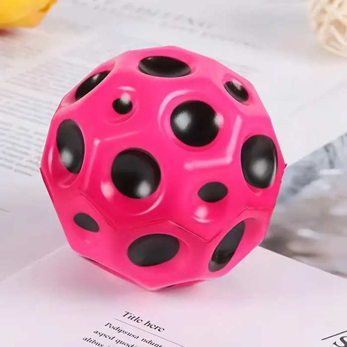 Minge Saltareata Hiperelastica, , Space Moon Ball foarte Elastica, Antistress pentru Copii, Diametru 66 mm, Roz [3]