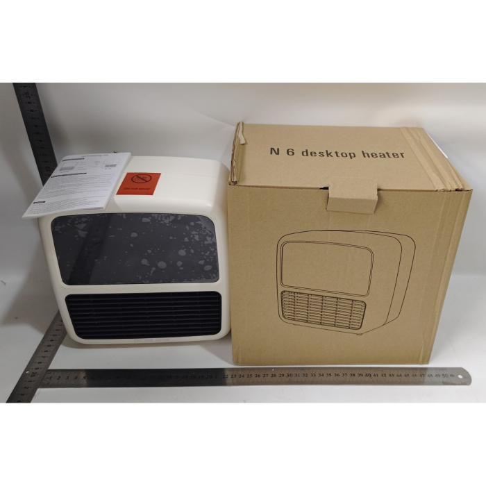 Mini Aeroterma Portabila, , Display LCD, Flacara Tip Semineu, 1500W, 2 Trepte, Oprire Automata, 22 x 22 x 15 cm, Alb [4]