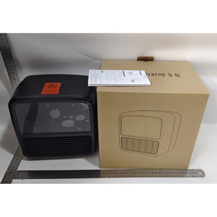 Mini Aeroterma Portabila, , Display LCD, Flacara Tip Semineu, 1500W, 2 Trepte, Oprire Automata, 22 x 22 x 15 cm, Negru [3]