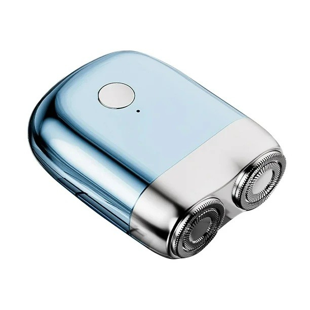 Mini Aparat de Ras Electric, , din ABS cu Fibra de Carbon, Portabil, Cap Rotativ Detasabil cu 2 Lame de Otel, Rezistent la Apa, Incarcare Type-C, Autonomie 45 min, Albastru [6]