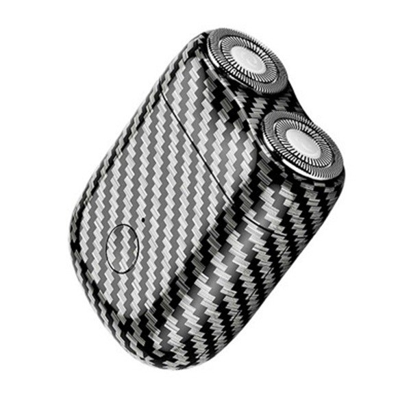 Mini Aparat de Ras Electric, , din ABS cu Fibra de Carbon, Portabil, Cap Rotativ Detasabil cu 2 Lame de Otel, Rezistent la Apa, Incarcare Type-C, Autonomie 45 min, Alb/Negru [1]