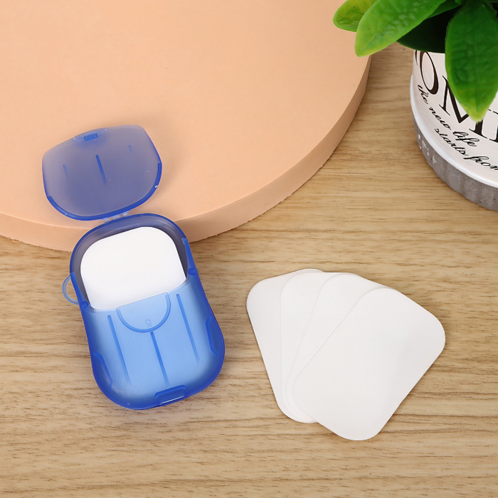 Mini Cutie de Sapun din Hartie, , de Unica Folosinta, Portabila, Potrivit pentru Calatorii, 20 buc, Albastru [4]