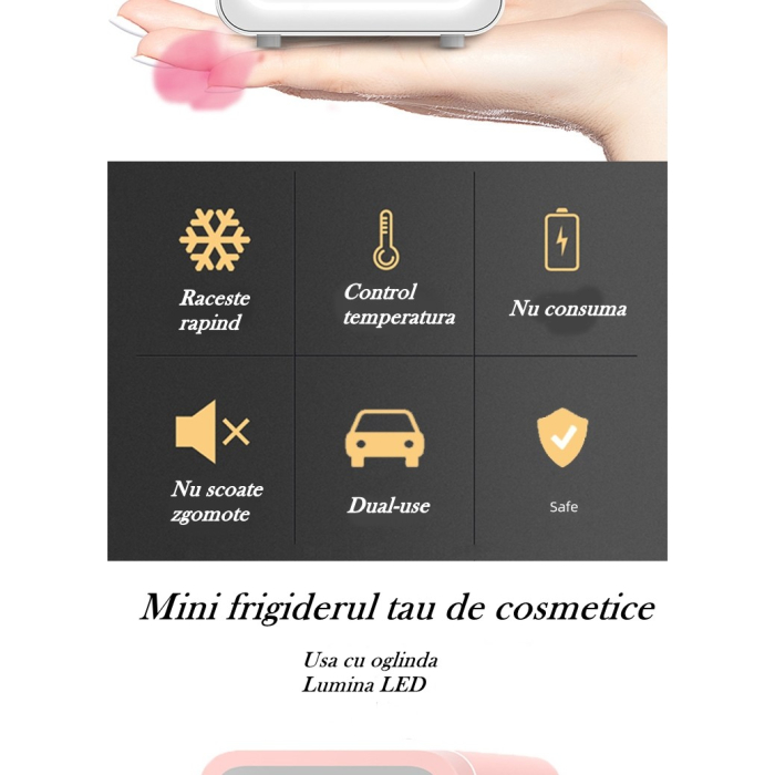 Mini frigider cosmetice, , dubla functie de incalzire/racire, portabil, 8L, alb [10]
