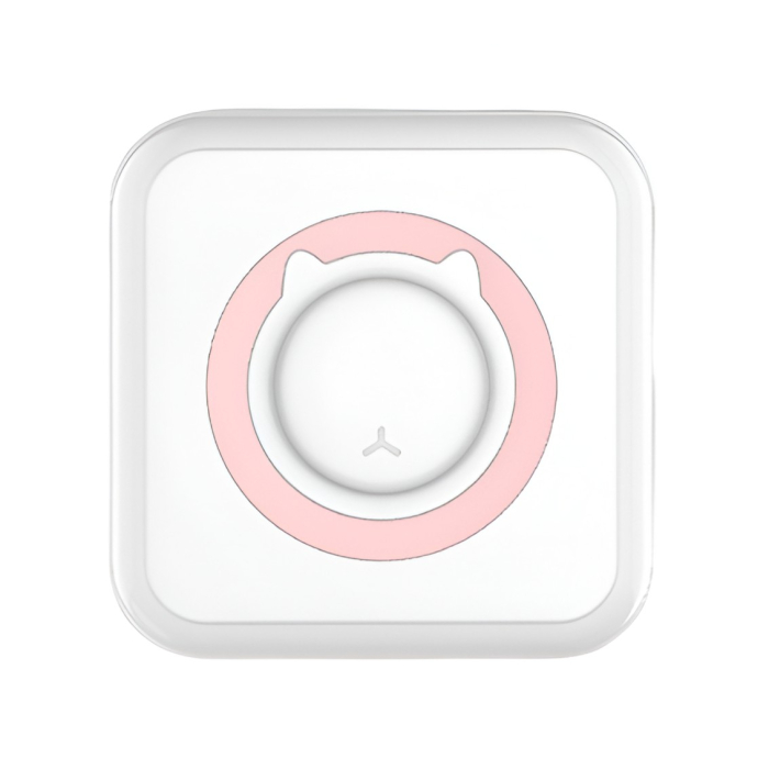 Mini Imprimanta Foto Portabila, , 5 Role de Hartie Termica, 5 Role Autocolante, 3 Role Colorate, Pixuri, Incarcare USB, Model Pisica, Alb Roz [1]